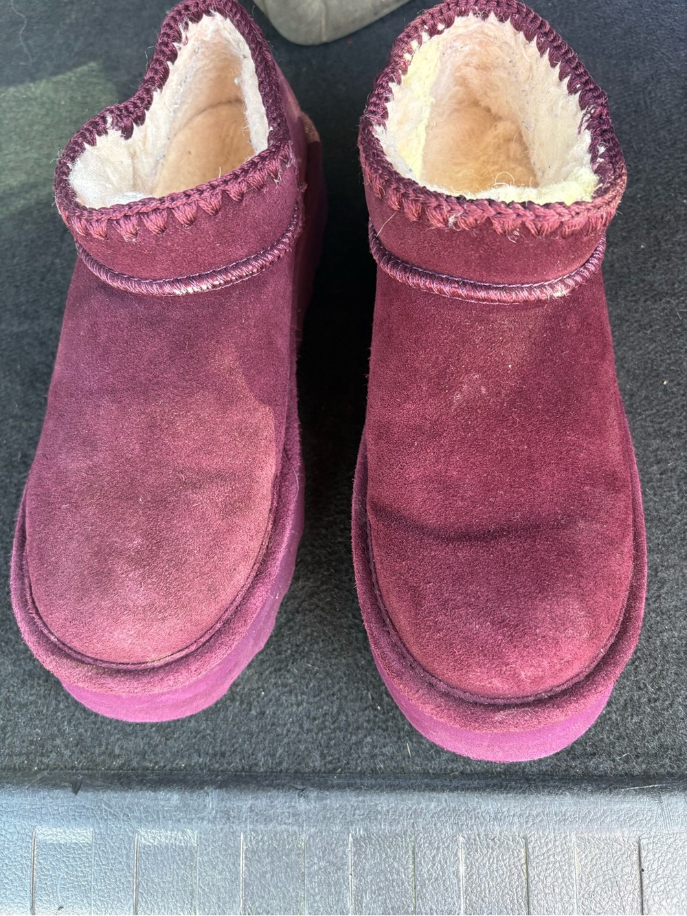 BearPaw Women's Suede Slip-On Booties in Burgundy